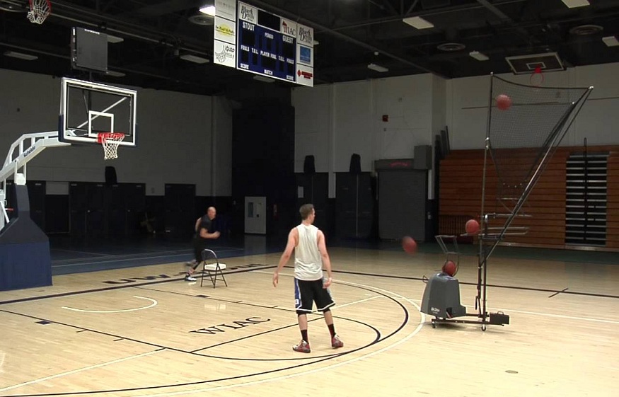 Practicing Rebounding Skills with a Basketball Shooting Machine